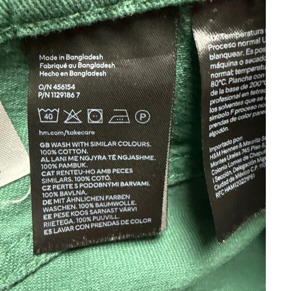 Divided H&M Size 6 Green Carpenter Cargo Pants Straight Leg High Rise Cotton - Picture 6 of 6